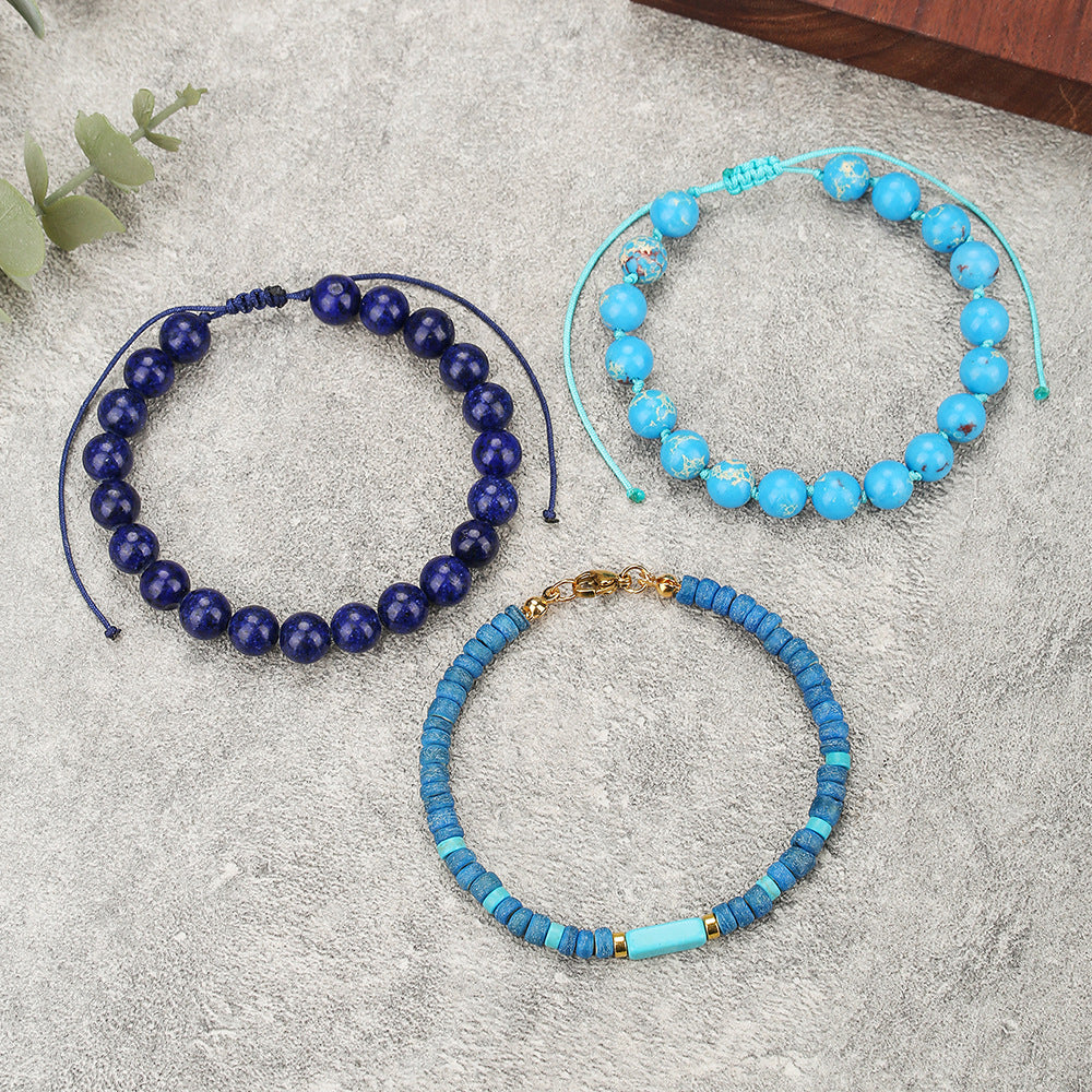 Bohemian Round Natural Stone Handmade Stretch Bracelet Unisex