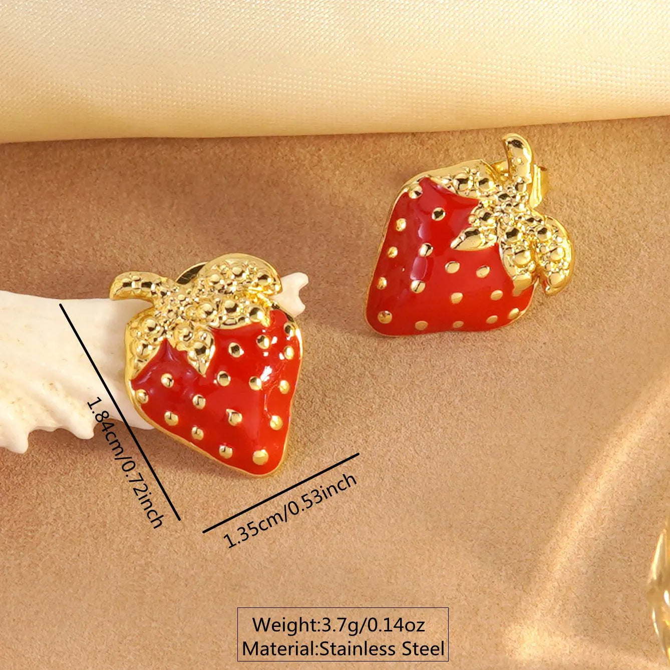 Sweet Drip Oil Stainless Steel Strawberry Earrings