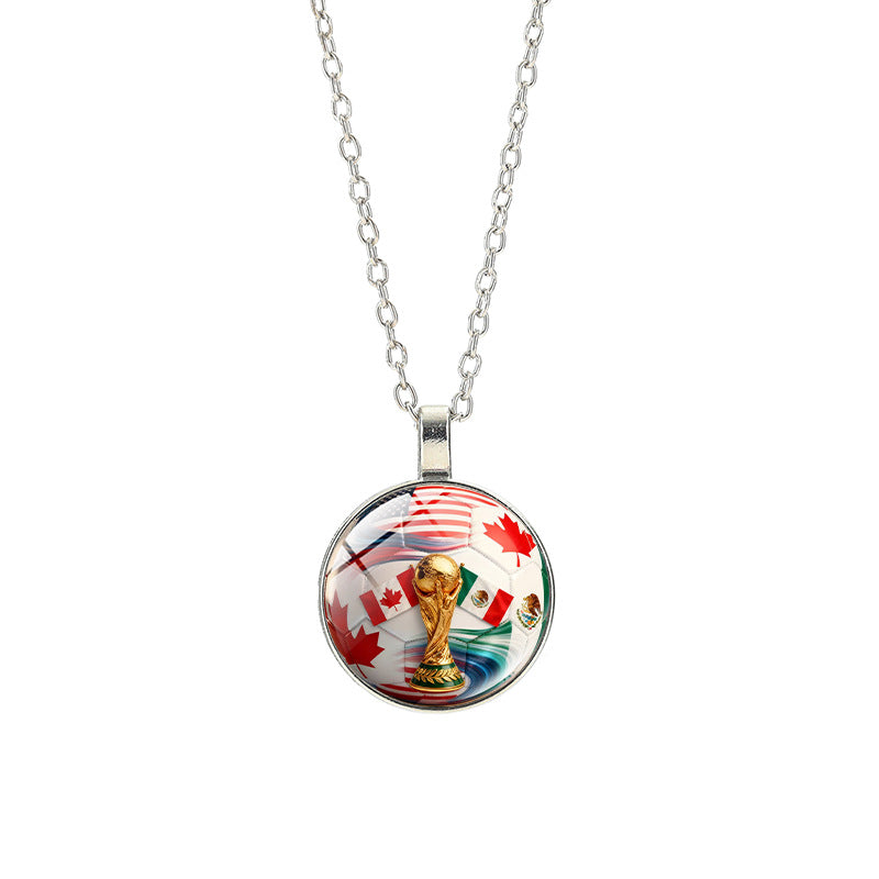 Collana sportiva casual in lega placcata argento con pendente in cristallo unisex