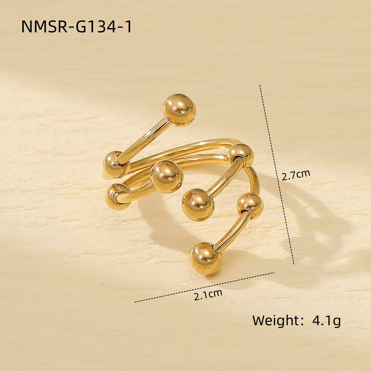 Anillo de acero inoxidable geométrico minimalista con chapado en oro de 18 quilates para mujer