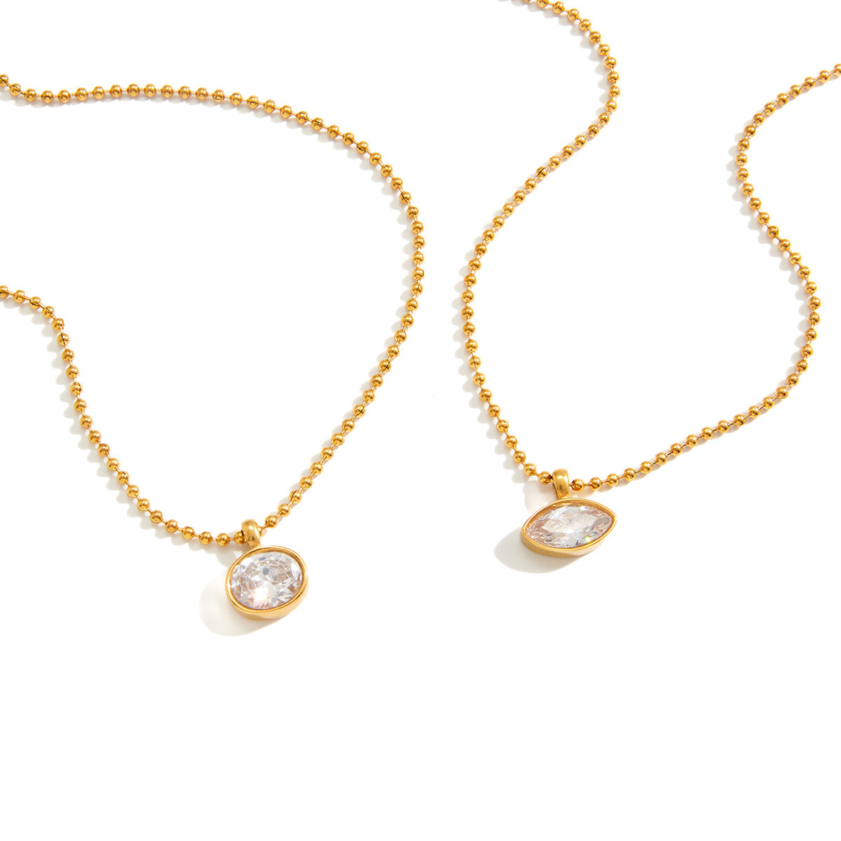 Minimalist Geometric Oval Stainless Steel PVD Cubic Zirconia Necklace for Women