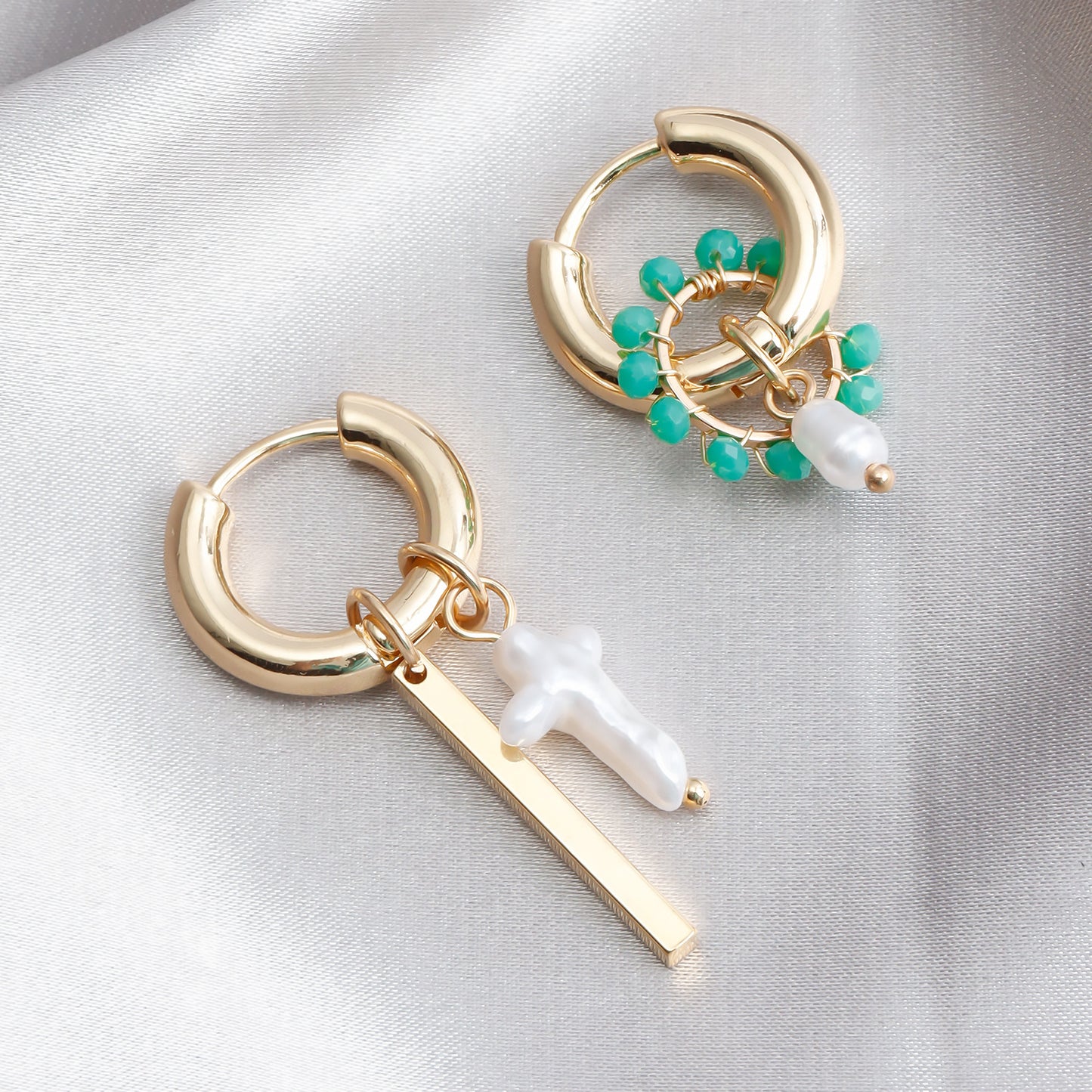 Geometric Woven Crystal Hoop Earrings for Women with Plated Finish Minimalist Fashion Accessory