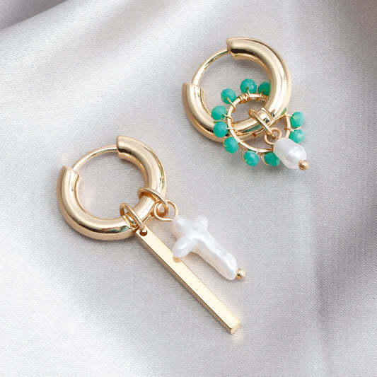 Pendientes de aro de cristal geométricos tejidos para mujer con acabado chapado, accesorio de moda minimalista