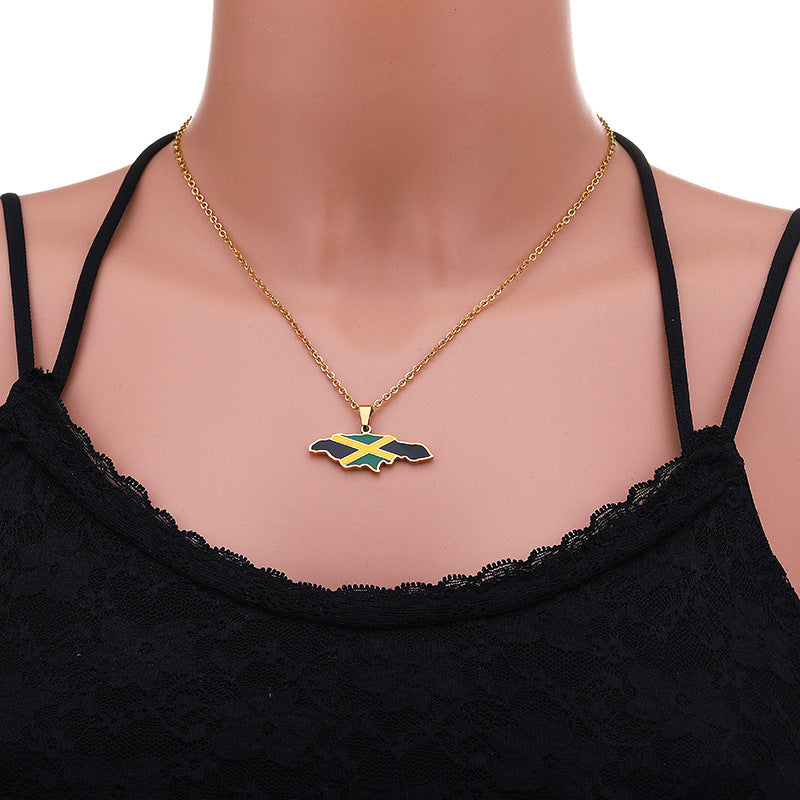 Collana con ciondolo in acciaio inossidabile smaltato, motivo etnico geometrico, per uomo e donna, con catena a maglie tonde