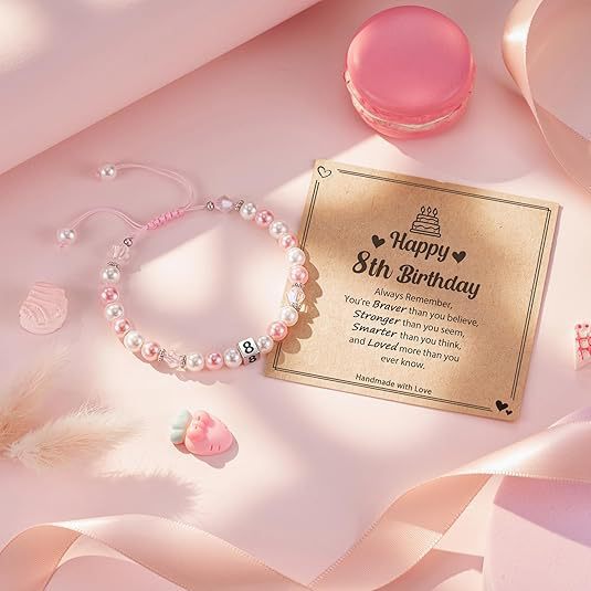 Sweet Stainless Steel Number Letter Handmade Woven Pearl Bracelet for Women