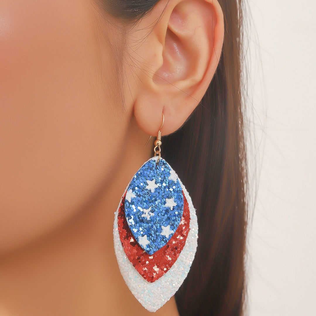 Striped Star Butterfly Heart Geometric Rhinestone Inlay Alloy Earrings Unisex