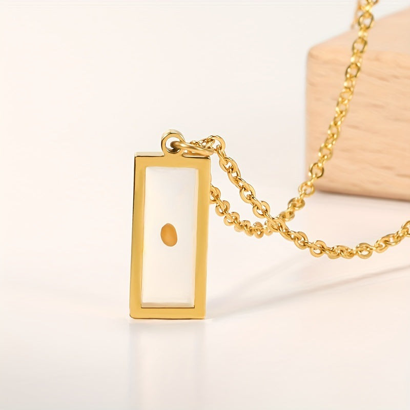 Natural Style Rectangular Dried Flower Wish Seed Time Gem Necklace for Women with Stainless Steel Chain and Titanium Steel Pendant