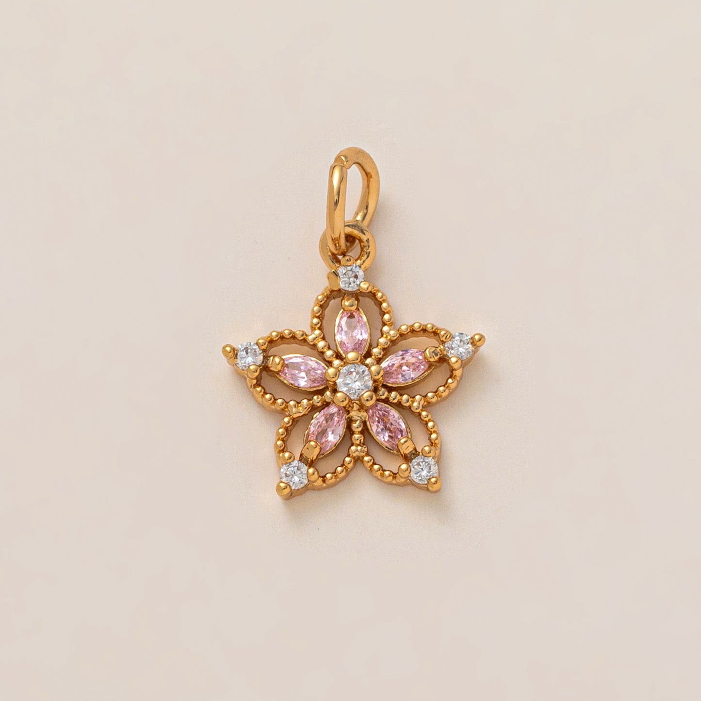 Vintage 18K Gold Plated Brass Star Butterfly Floral Ceramic Pendant Necklace for Unisex