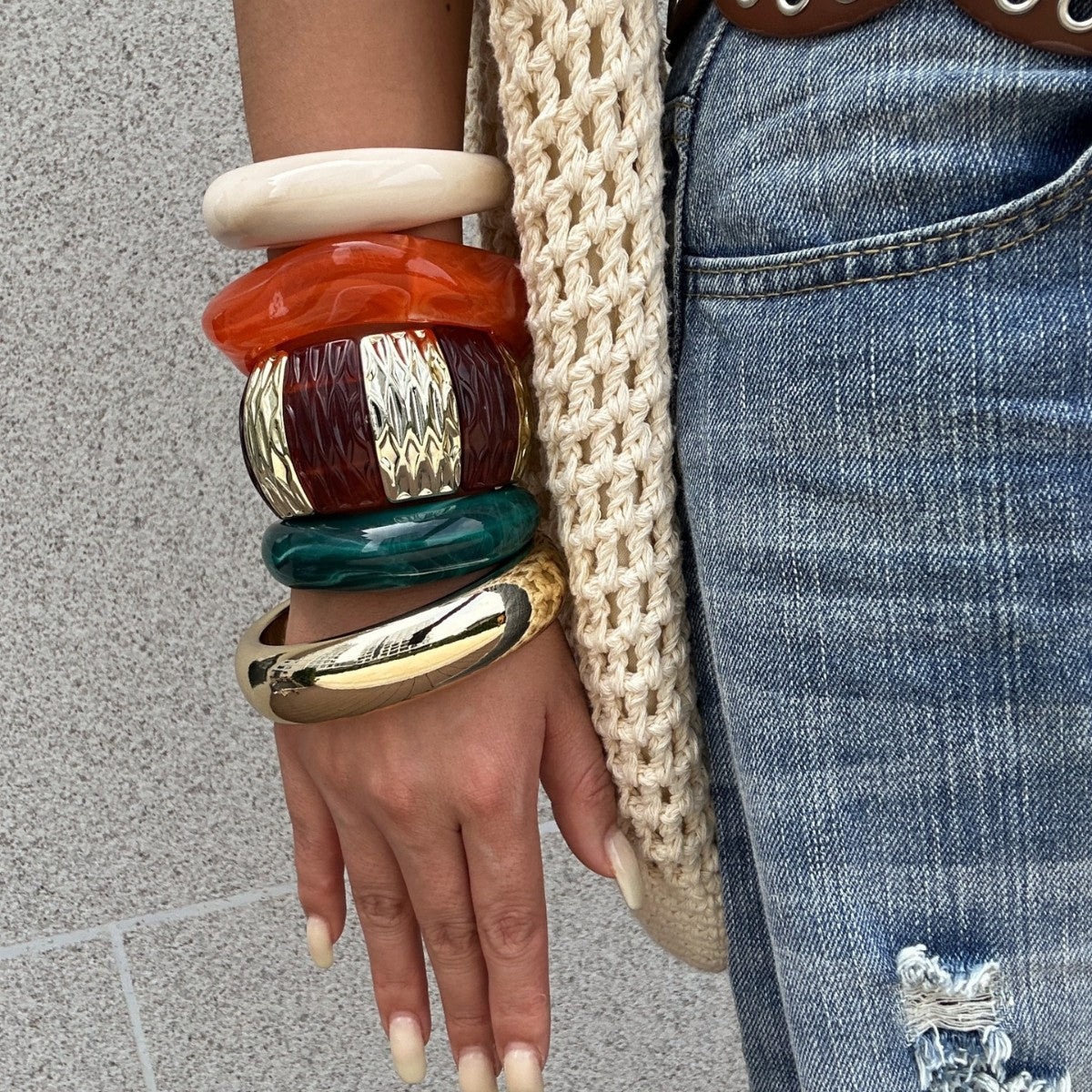 Luxury Brown Square Resin Drip Oil Bracelet for Women