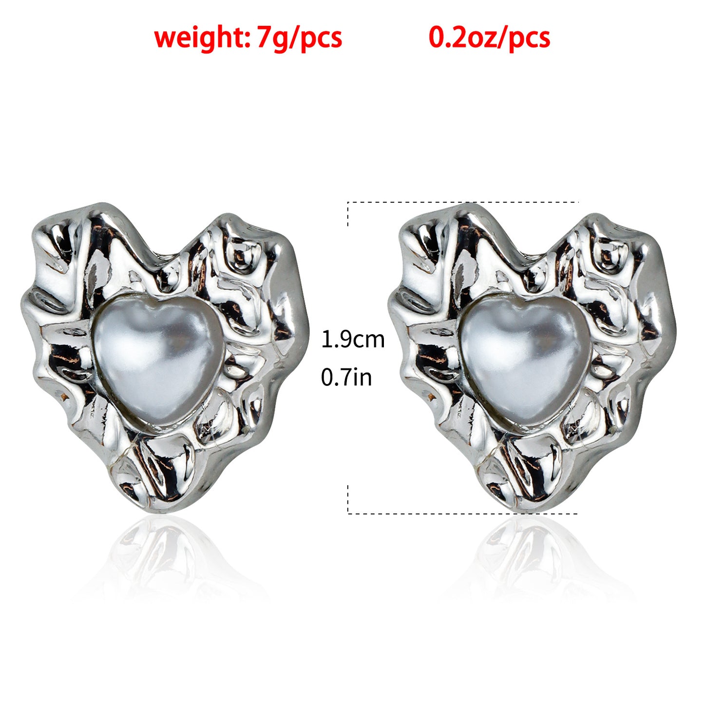 Minimalist Alloy Heart-Shaped Earrings with Pearl-Like Finish and Plated Surface for Women