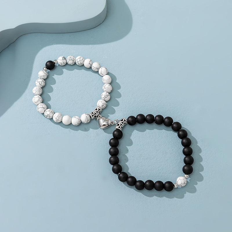 Minimalist Heart Agate Plated Bracelet Set for Unisex