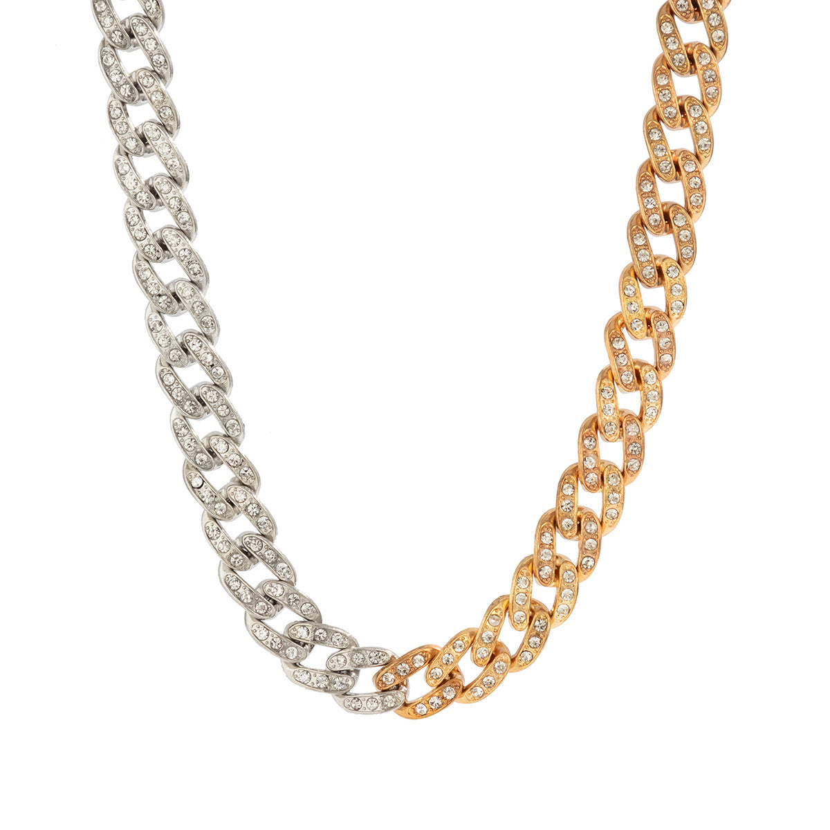 Hip-hop Punk Geometric Oval Alloy Plated Cuban Link Chain Necklace for Women