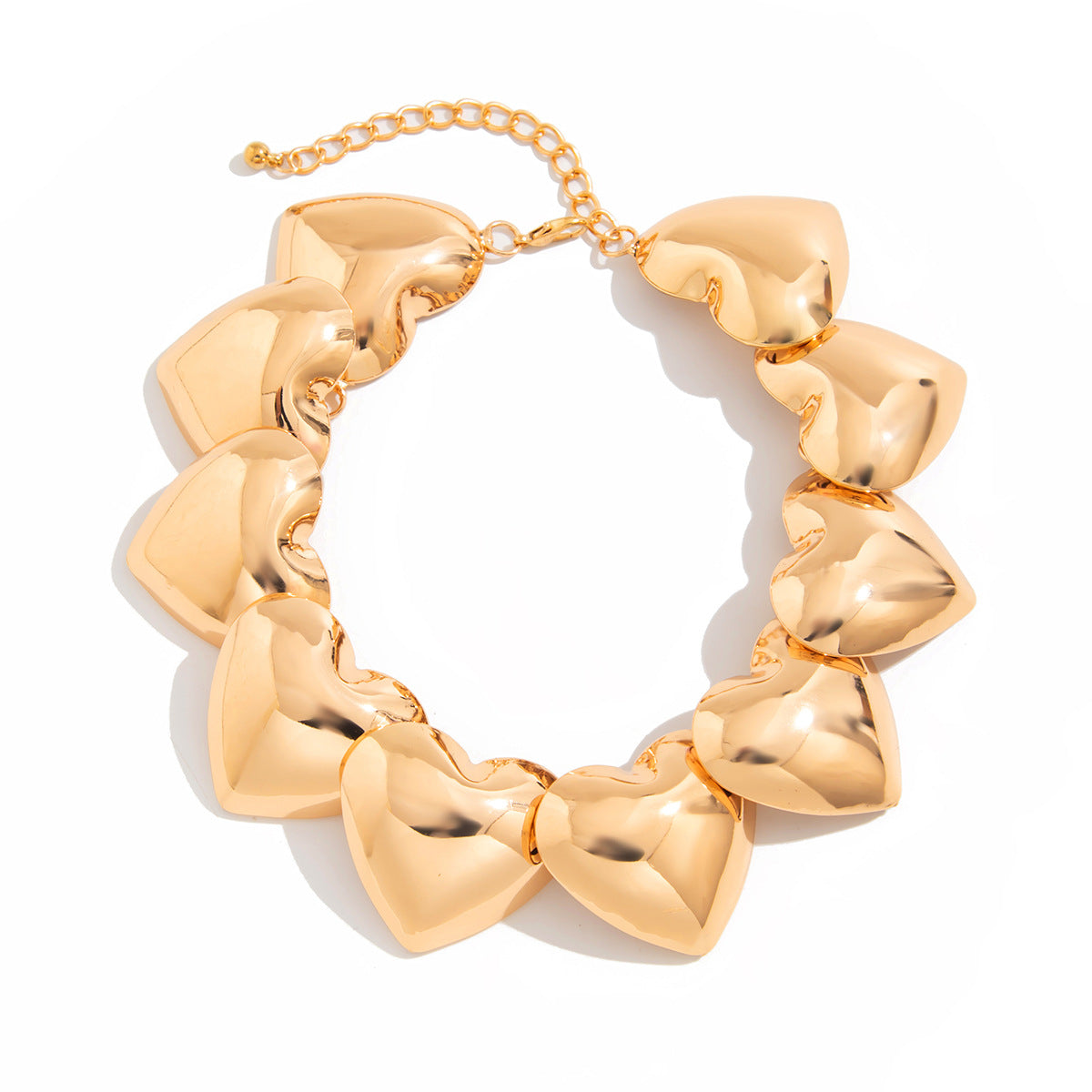 Elegante Collana Girocollo a Cuore Minimalista in Metallo Lucido con Finitura Galvanizzata da Donna