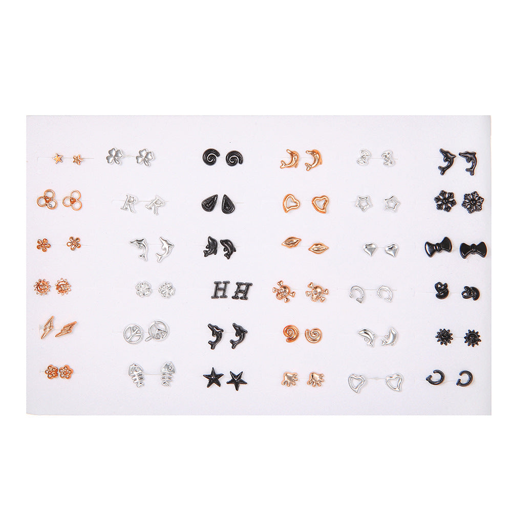 Creative Resin Animal Star Floral Stud Earrings Set for Women