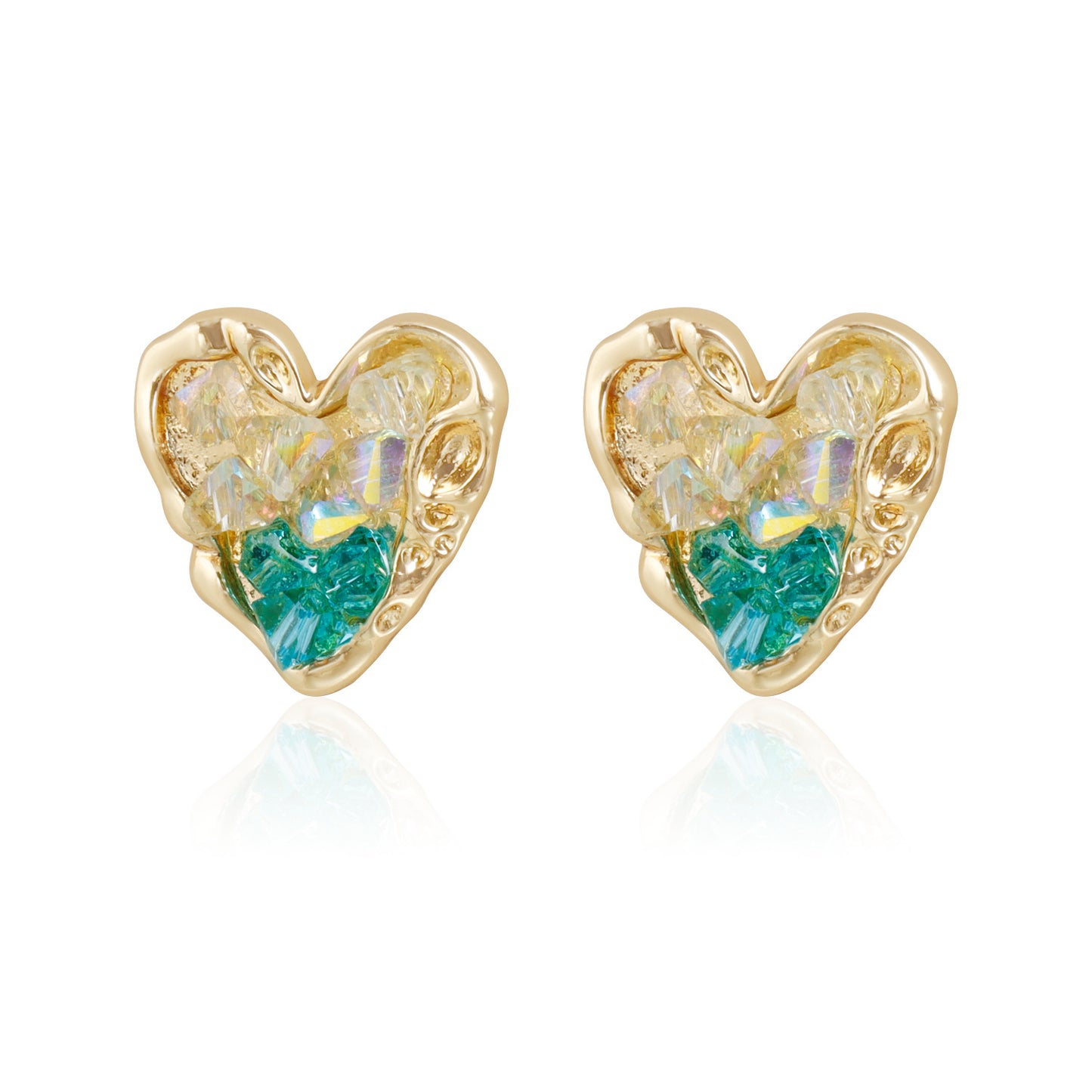Vintage Geometric Heart-Shaped Zinc Alloy Earrings with Rhinestone Inlay and Plated Finish for Women
