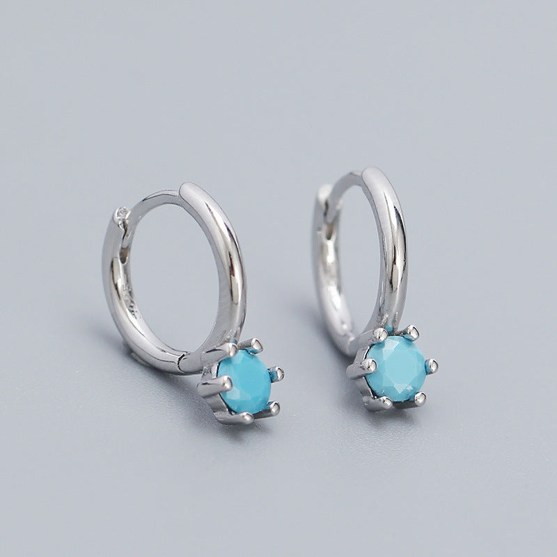 Minimalist Elegant 925 Sterling Silver Round Geometric Cubic Zirconia Hoop Earrings
