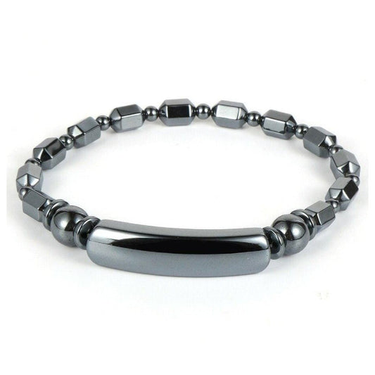 Casual Geometric Round Hematite Beaded Stretch Bracelet for Men