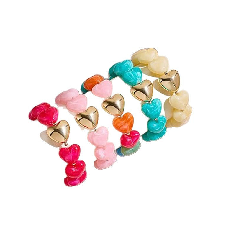 Bohemian Heart Acrylic Resin Bracelet for Women