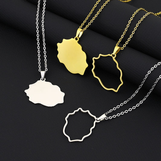 Collana con Pendente Vintage Etnico Geometrico in Acciaio al Titanio con Finitura Placcata Unisex, Stile O-Chain