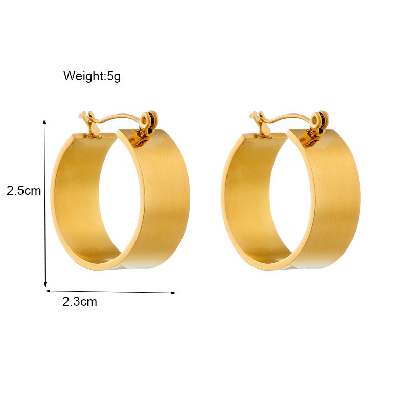 Retro Minimalist Geometric Titanium Steel Hoop Earrings for Women with Plated Finish, Sweet and Cool Aesthetic