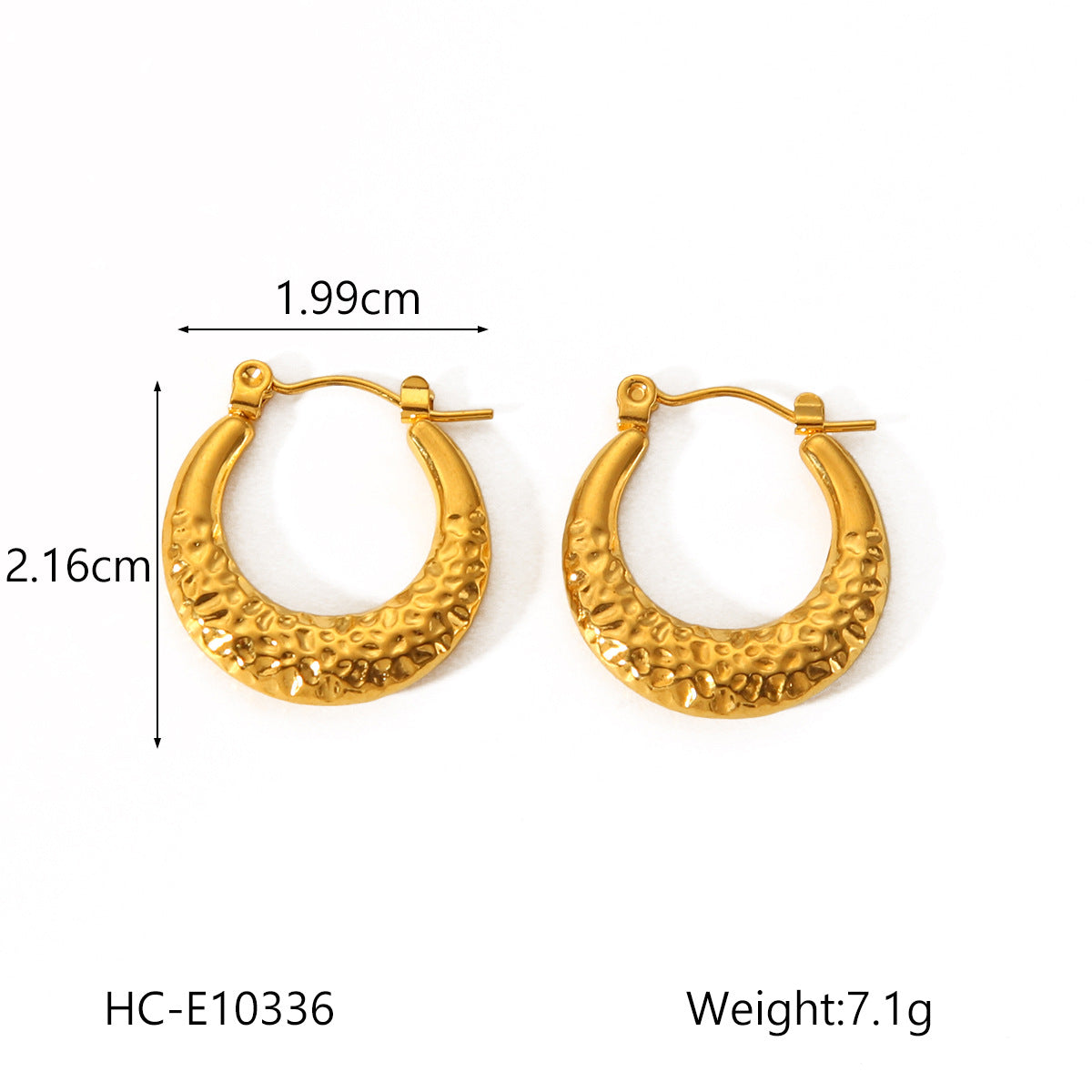 Fashion Geometric Textured U-Shaped 18K Gold Plated Stainless Steel Earrings for Women