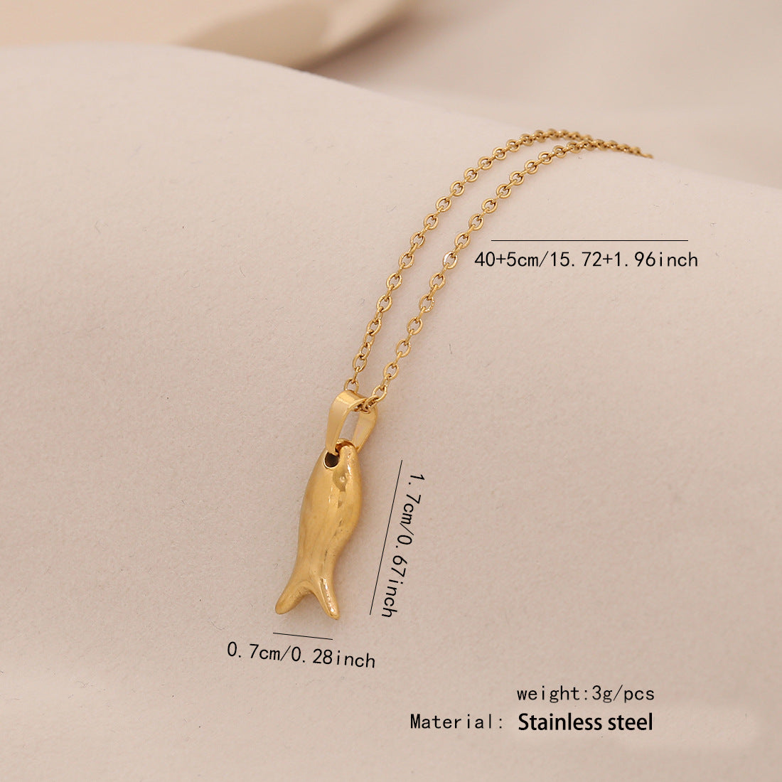 Collana con Ciondolo Unico a Forma di Pesce in Acciaio Inossidabile da Donna con Motivo Animale e Stile Minimalista