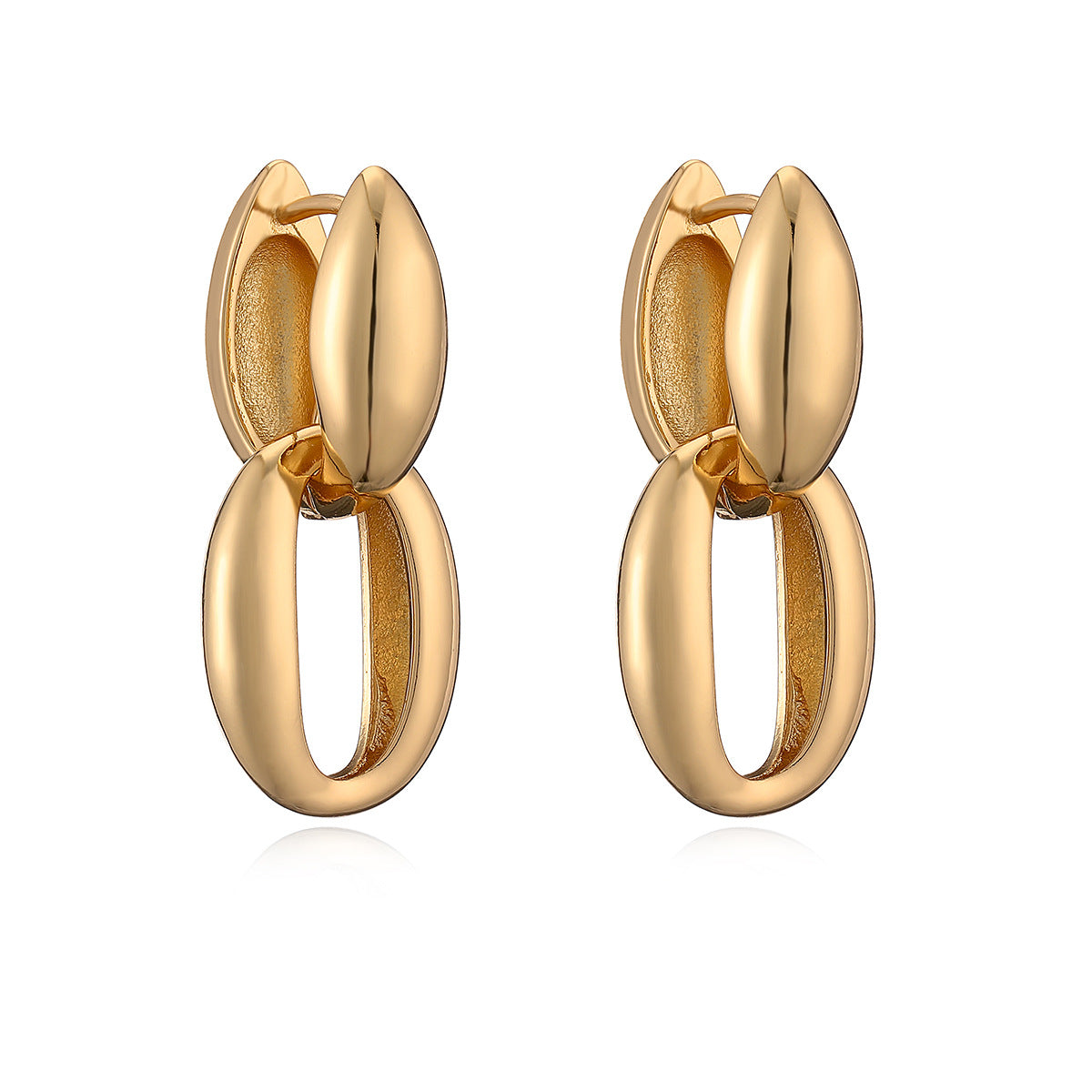 Irregular Geometric Copper Earrings with Real Gold Plating for Women Minimalist Fashion-Forward Everyday Wear