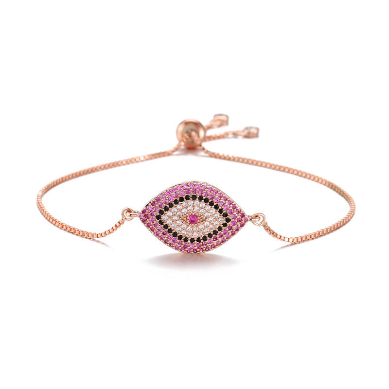 Copper Eye of Evil Rhinestone Inlay Women's Minimalist Fashion Casual Bracelet