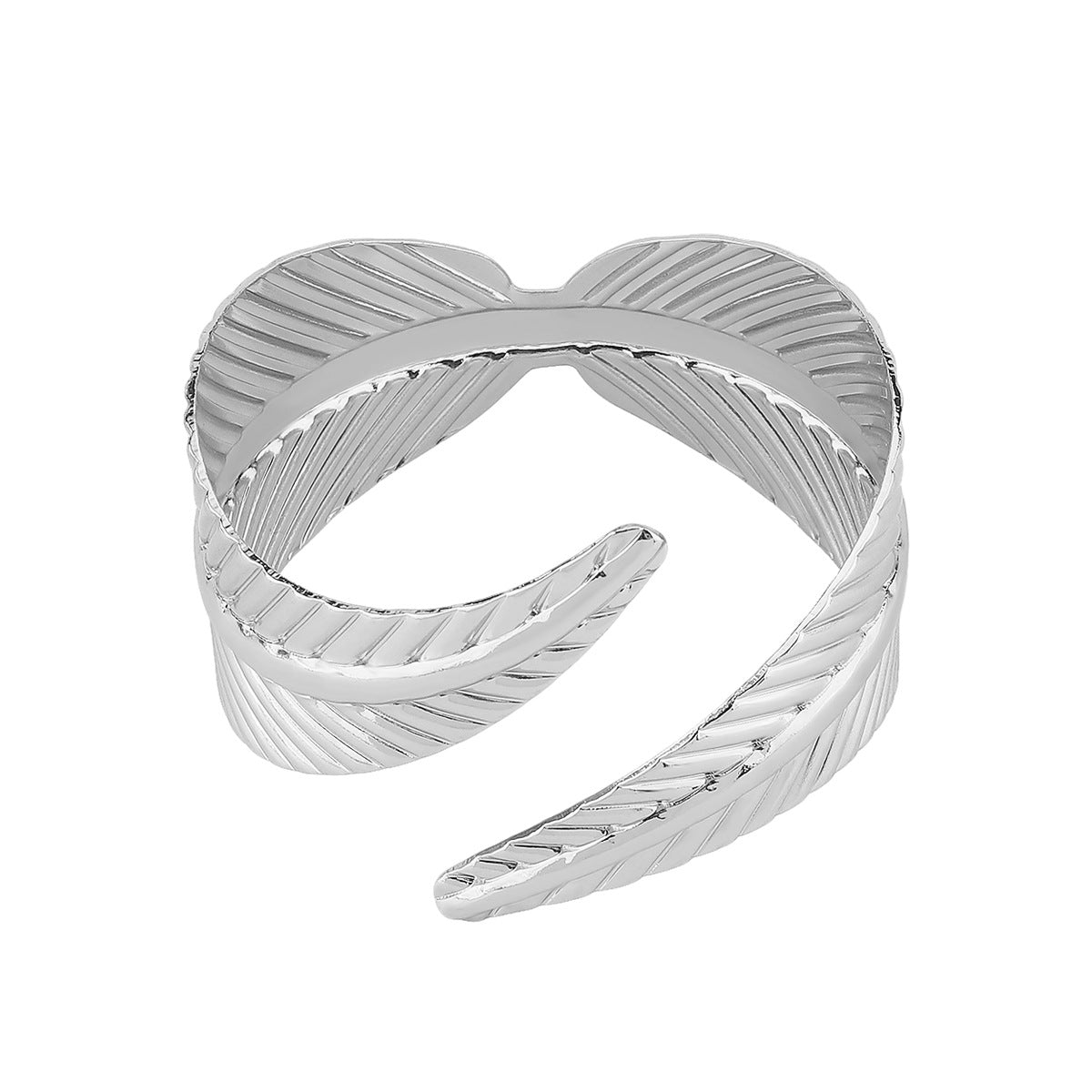 Set de anillos de pulsera de moda estilo vintage chapados en hierro con hojas geométricas y brazaletes abiertos para fiestas y vacaciones