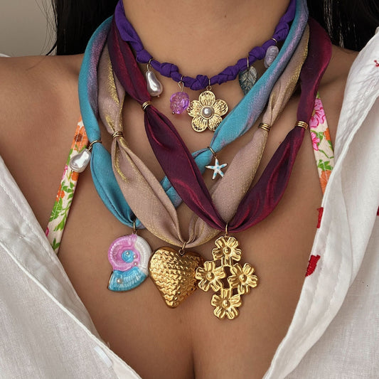 Casual Heart Geometric Animal Floral Plated Stainless Steel Necklace for Women