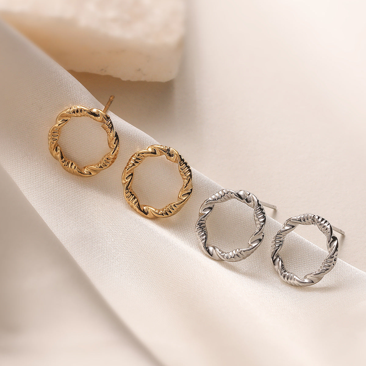 Minimalist Geometric 18K Gold Plated Stainless Steel Stud Earrings for Women