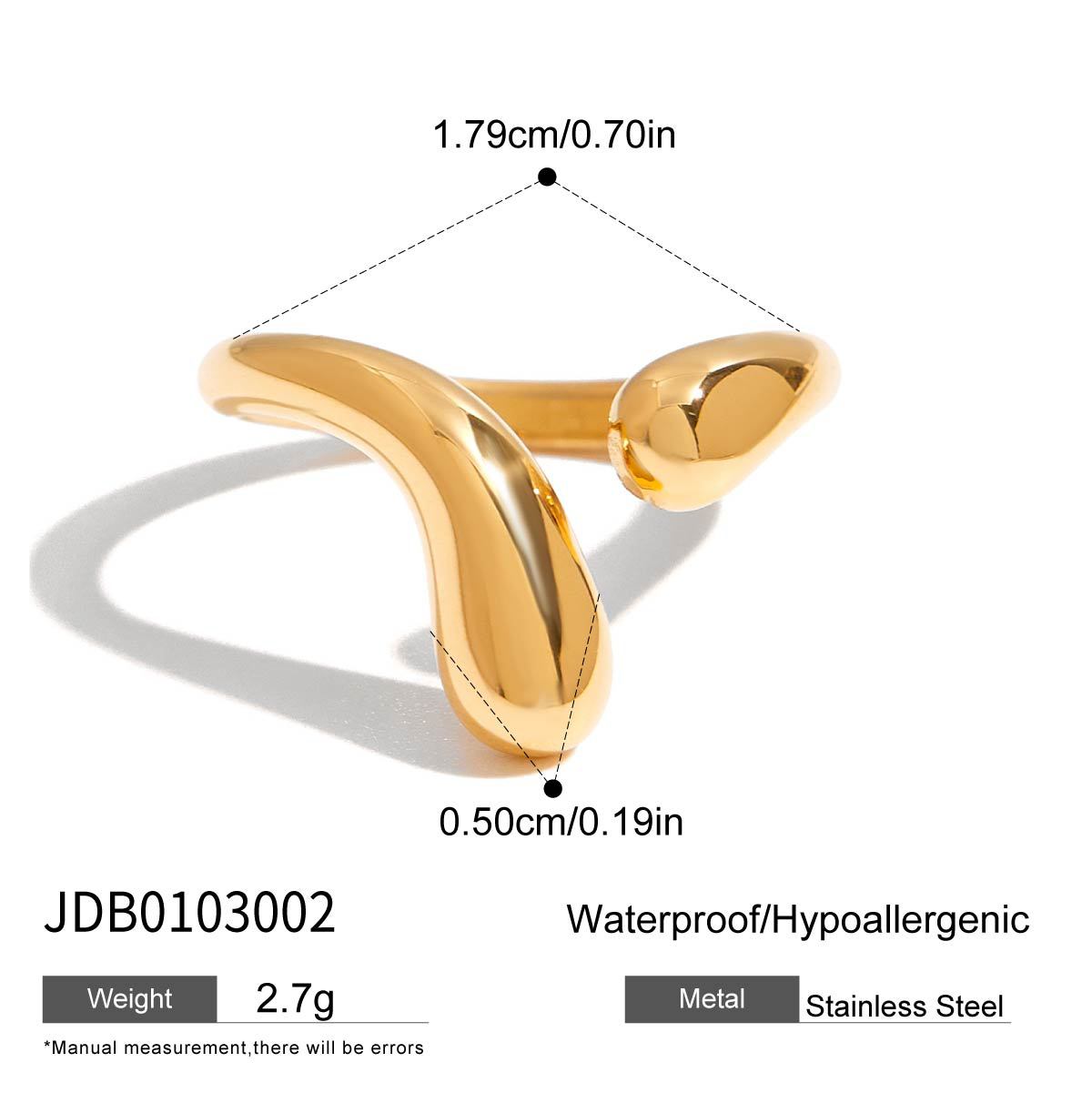 Minimalist Teardrop Geometric Plated Stainless Steel Ring for Women