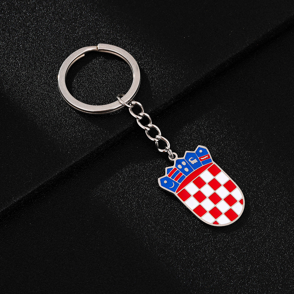 Llavero con Insignia Étnica Croata Vintage en Acero de Titanio para Hombres y Mujeres