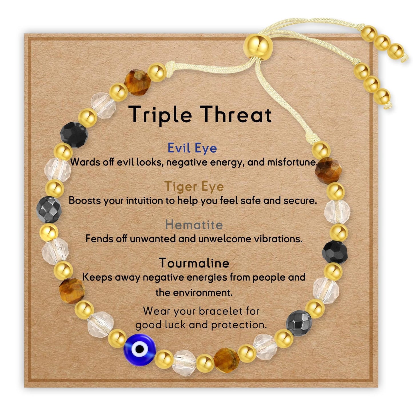Casual Crystal Beaded Bracelet with Evil Eye and Musical Note Charms for Unisex