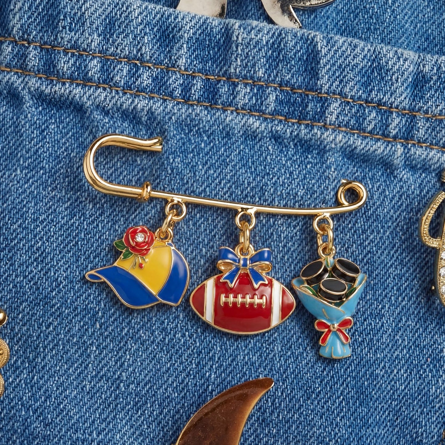 Charm de Colgante de Barra Deportiva Vintage de Acero Inoxidable con Chapado PVD de Oro de 18K