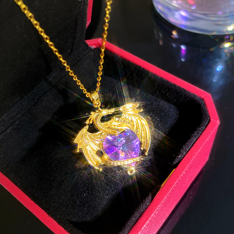 Sporty Sweet Micro-Set Cubic Zirconia Fruit Square Pendant Titanium Steel Cable Chain Necklace