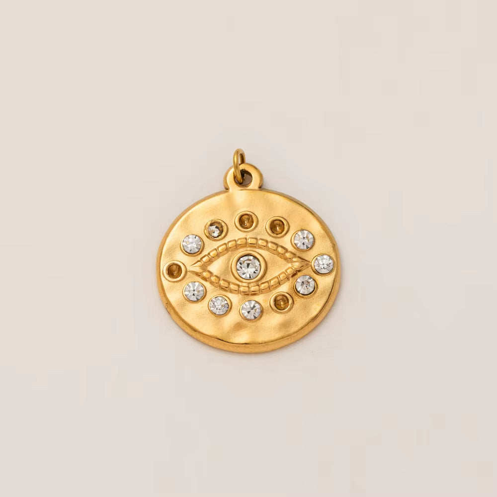 Luxury Casual 18K Gold PVD Stainless Steel Star Geometric Pendant Necklace with Sun Moon Planet Rainbow Elements