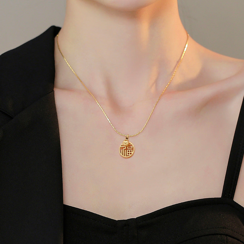 Minimalist Geometric Titanium Steel Plated Collar Chain Necklace for Unisex