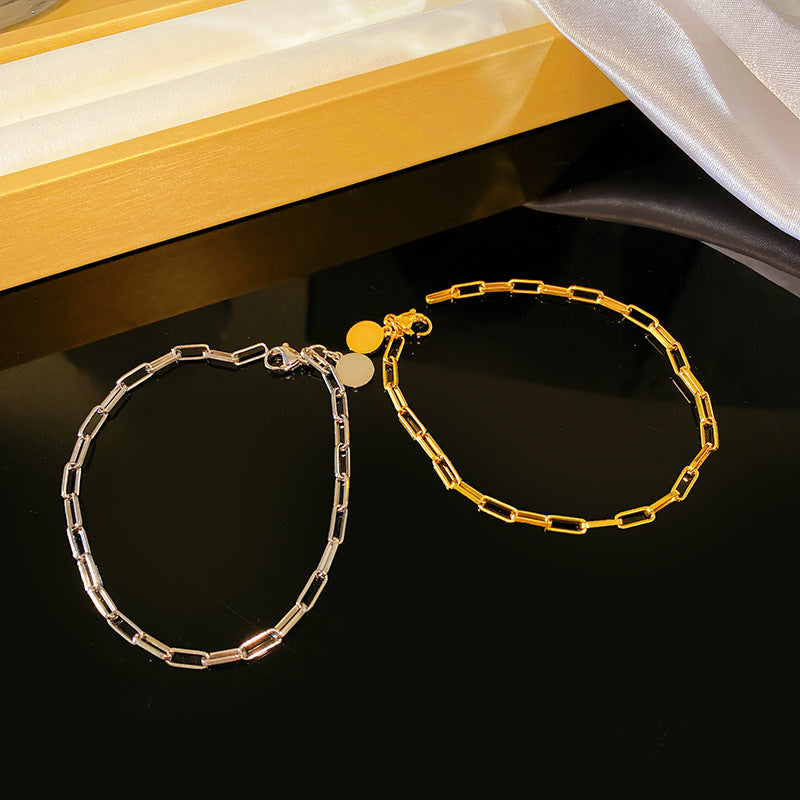 Minimalist Sweet Round Geometric Plated Titanium Steel Bracelet