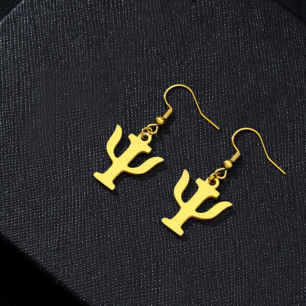 Pendientes colgantes con símbolo psicológico geométrico casual de acero inoxidable con acabado chapado para mujer
