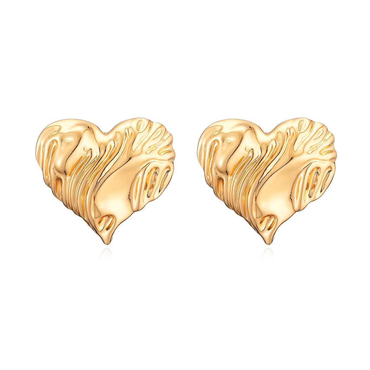 Minimalist Luxury Gold Plated Brass Heart Triangle Geometric Stud Earrings for Women