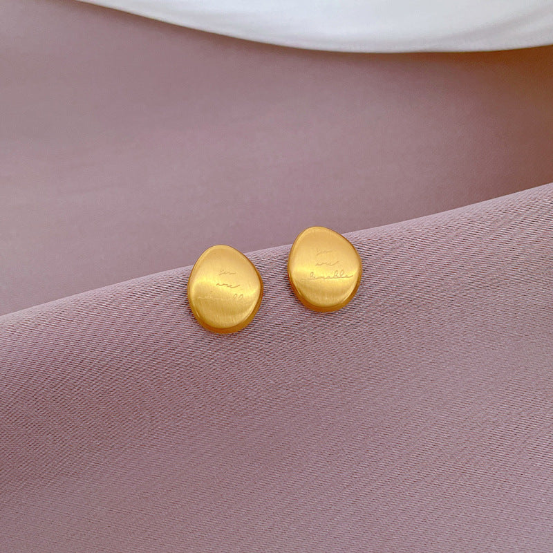 Minimalist Geometric Titanium Steel Ear Studs with Electroplated Finish for Women, Cosmic and Natural Inspired Design