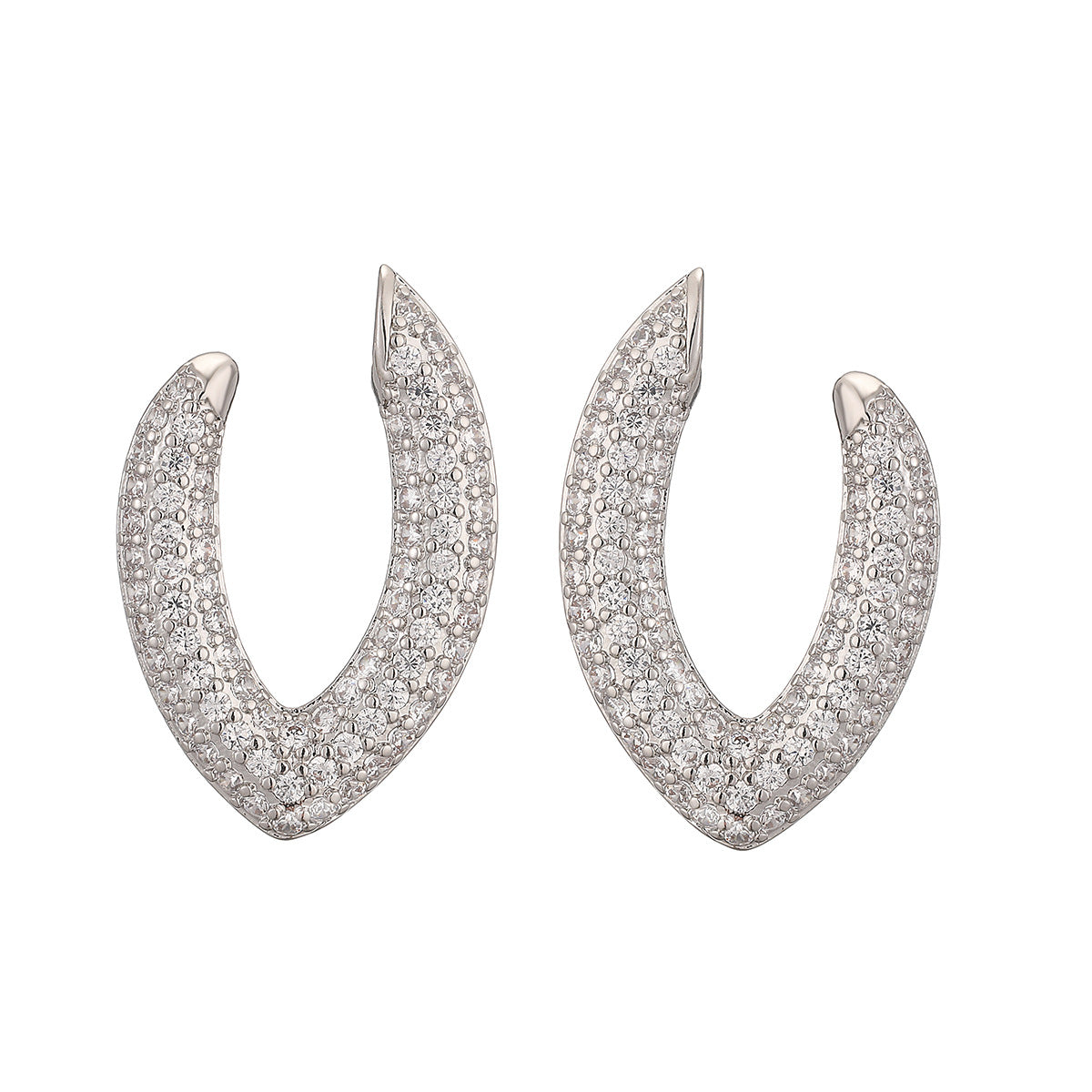 Minimalist Irregular Geometric Zircon Stud Earrings for Women in Copper with Micro-Pavé Setting
