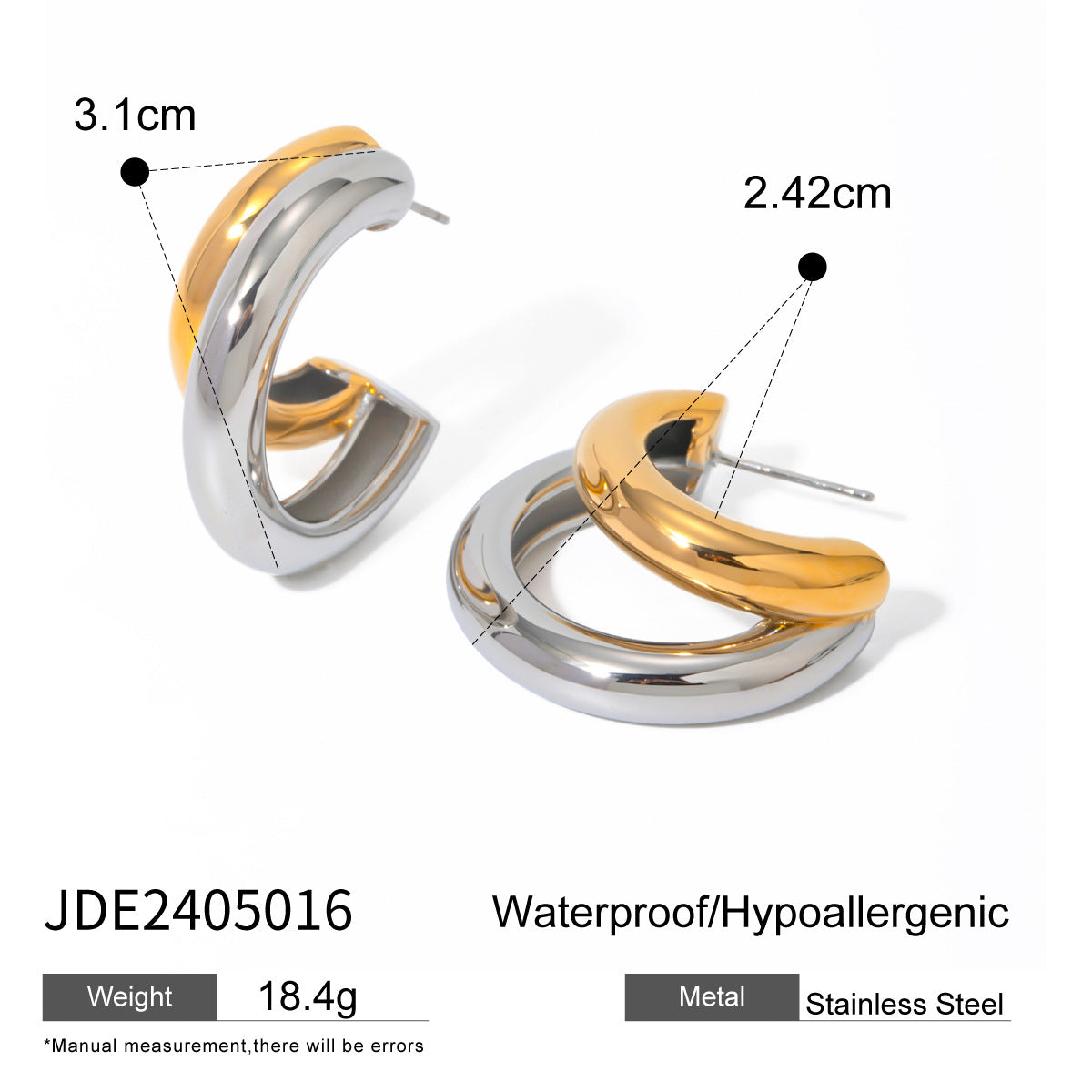 Color Block Geometric Plated Stainless Steel Earrings for Women