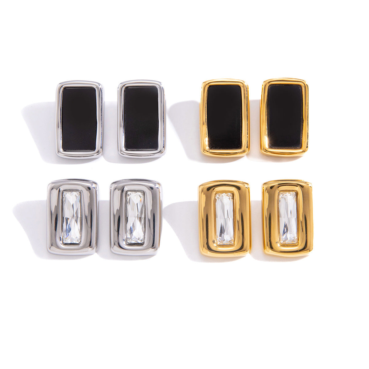 Minimalist Luxury Geometric Square Titanium Steel PVD Plated Earrings for Women