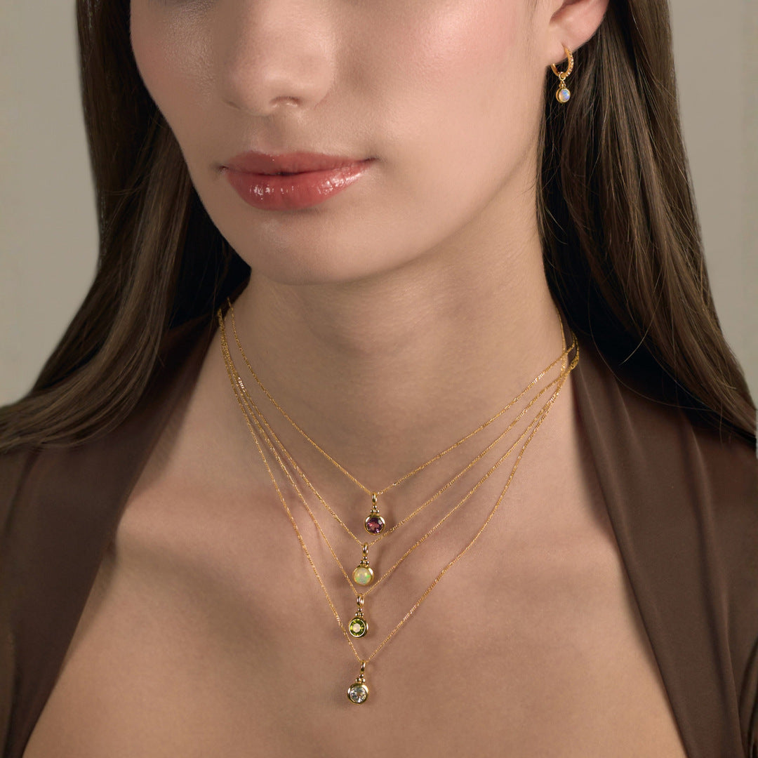 Vintage Geometric Cubic Zirconia Brass Pendant 18K Gold Plated Stainless Steel Charm Bar