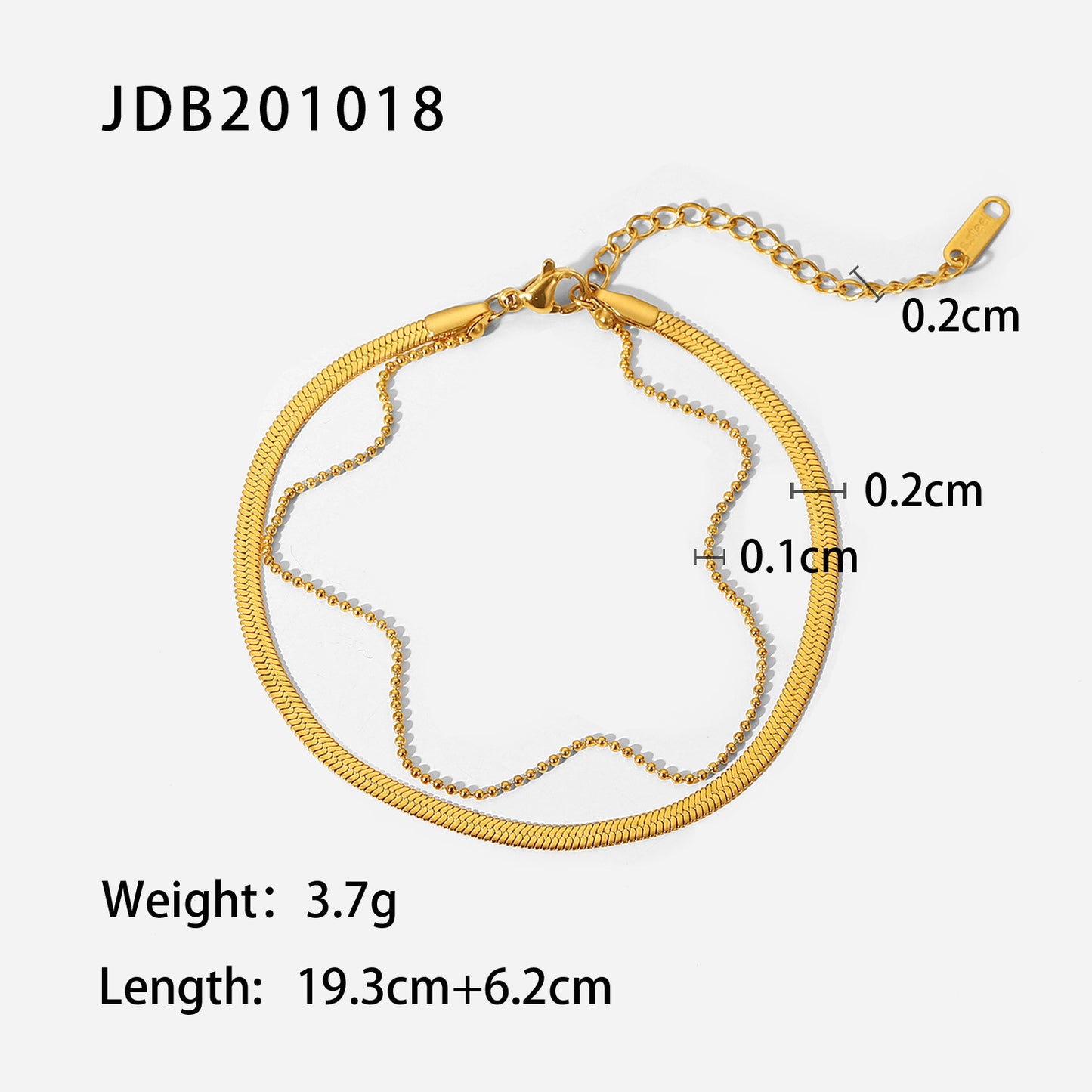 Minimalist Geometric Titanium Steel Anklet with 18K Gold Plated Blade Chain and Snake Chain Dual-Layer Design