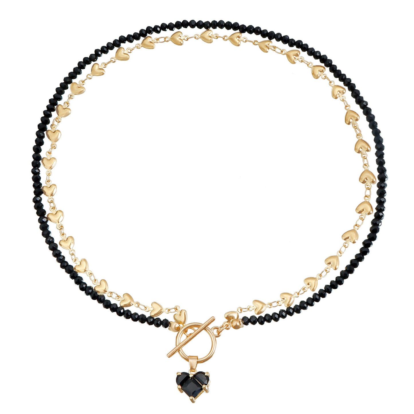 Creative Heart-Shaped Alloy Pendant Necklace with Rhinestone Inlay, Plated Finish, Clavicle Chain with OT Clasp for Women