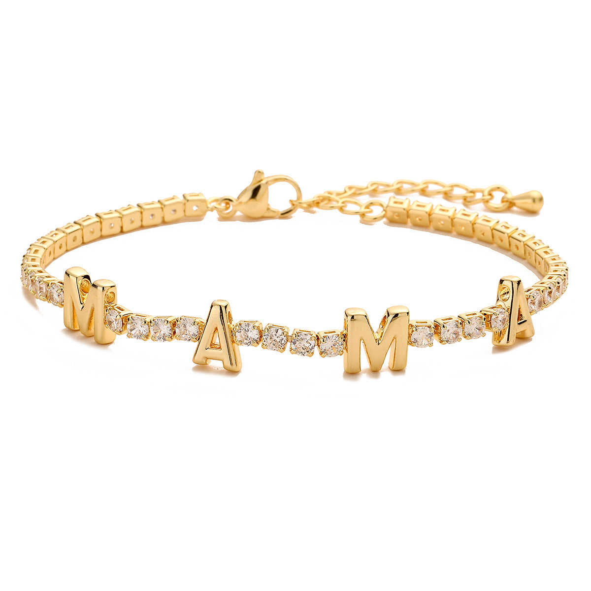 Minimalist Geometric Copper Bracelet with 18K Gold Plating and Zircon Inlay for Women