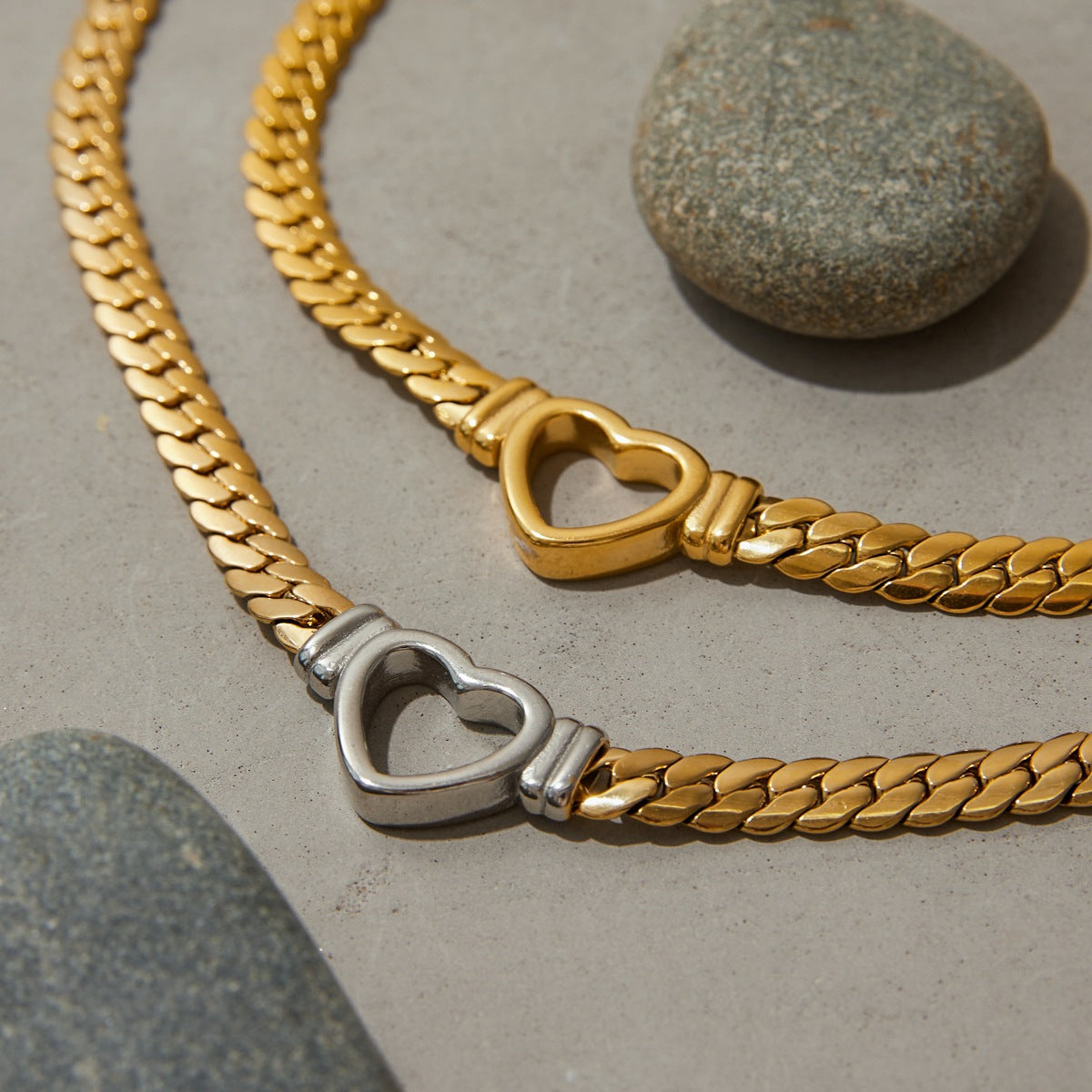 Minimalist Elegant Heart Geometric Titanium Steel Plated Stainless Steel Necklace for Women